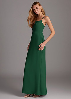 Azazie Tayla Final Sale Dark Green Sheath Chiffon Dress image3