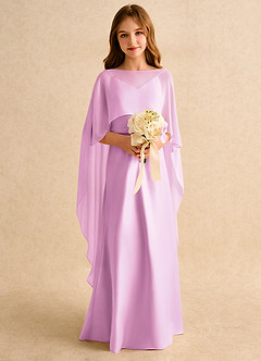 Azazie Fishie Girls Formal Robe Demoiselle D'honneur Fillette Robe Trapèze en Mat Satiné Rose Bonbon image3