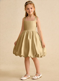 Azazie Nirvana Robe Demoiselle D'honneur Fillette Robe Princesse en Mat Satiné Rayé Or image5