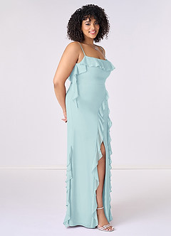 Barbie ♥ Azazie Bridesmaid Dresses Sea Glass Sheath Bow Chiffon Dress image9