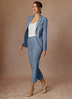 front Kennedy Dusty Blue Structured Stretch Dress Pants
