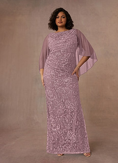 Azazie Collins Mother of the Bride Dresses Dusty Rose Sheath Lace Dress image7