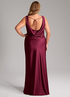 Azazie Rylina Bridesmaid Dresses Burgundy Mermaid Stretch Satin Dress image8