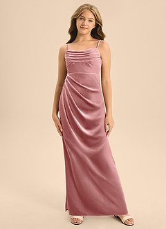 Azazie Mai Junior Dusty Rose A-Line Sweetheart Neckline Velvet Dress image6