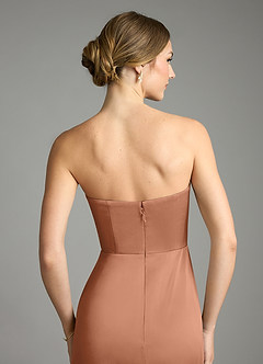 Azazie Wren Bridesmaid Dresses Bronzer A-Line Strapless Stretch Satin Convertible Dress image6