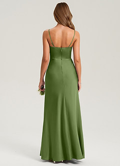 Azazie Lidia Bridesmaid Dresses Juniper Mermaid Side Slit Stretch Satin Dress image2