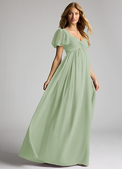 Azazie Madisynn Vestidos de dama de honra para maternidade Vestir Arco Comprimento do chão Chiffon image4