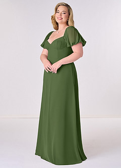 Barbie ♥ Azazie Bridesmaid Dresses Olive A-Line Pleated Chiffon Dress image9