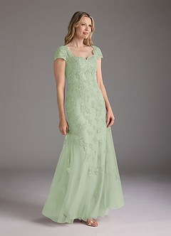 Azazie Marbella Mother of the Bride Dresses Dusty Sage Mermaid Queen Anne Sequins Lace Dress image3