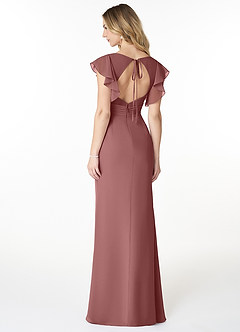 Azazie Val Bridesmaid Dresses Desert Rose Mermaid V-Neck Keyhole Chiffon Dress image2