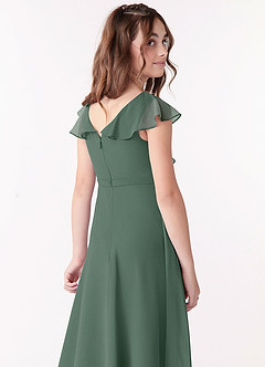 Azazie Posie Junior Eucalyptus A-Line Ruched Chiffon Dress image5