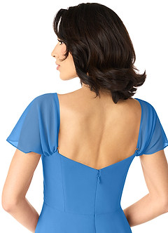 Azazie Tancie Abiti da Damigella Abito Convertibile A-Line in Chiffon a Spalla Scoperta Blue Jay image5