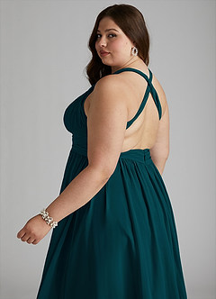 Azazie Ashia Bridesmaid Dresses Pine A-Line Pleated Chiffon Dress image8
