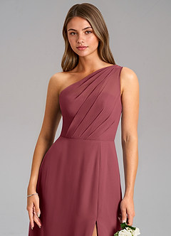 Azazie Phaedra Bridesmaid Dresses Merlot A-Line One Shoulder Chiffon Dress image8