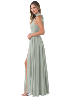 Azazie Iman Jurken voor bruidsmeisjes Jurk van Chiffon met A-Lijn A-lijn met ruches Zilver image11