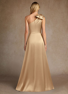Azazie Easton Mère de la mariée Robes Robe Trapèze en Satin extensible Une épaule Champagne image3