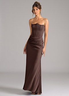 Azazie Debby Jurken voor bruidsmeisjes Converteerbaar Jurk van Stretch Satijn met Zeemeermin Strapless Ganache image4