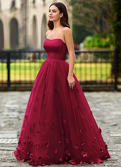 Calliope Burgund Blumenblüten-Abendkleid image4