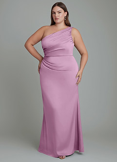 Azazie Akilah Jurken voor bruidsmeisjes Jurk van Stretch Satijn met Zeemeermin One-shoulder Blauweregen image8