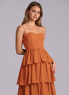 Azazie Faye Bridesmaid Dresses Cinnamon A-Line Sweetheart Neckline Chiffon Dress image2
