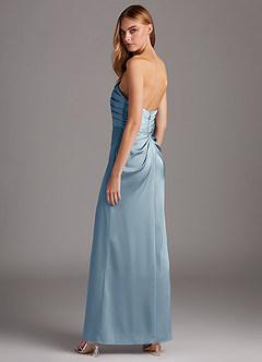Azazie Lexie Bridesmaid Dresses Dusty Blue Sheath Strapless Stretch Satin Convertible Dress image5