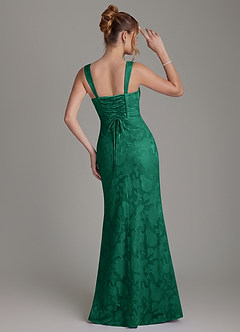 Azazie Agustina Bridesmaid Dresses Emerald Mermaid Corset Floral Burnout Dress image4