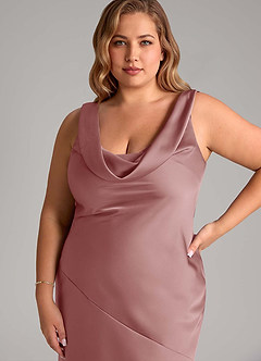 Azazie Rylina Bridesmaid Dresses Dusty Rose Mermaid Stretch Satin Dress image11