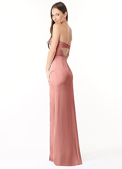 Azazie Leonis Bridesmaid Dresses Rosette Mermaid Pleated Stretch Satin Convertible Dress image7