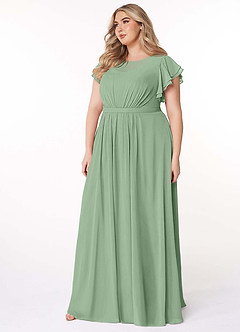 Azazie Daphne Modest Bridesmaid Dresses A-Line Ruffled Chiffon Floor-Length Dress image9