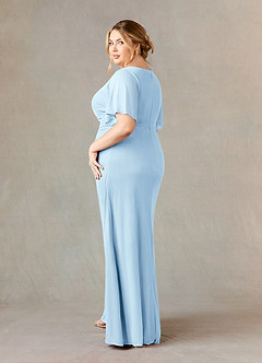 Azazie Selah Mother of the Bride Dresses Sky Blue A-Line V-Neck ruched Mesh Dress image10