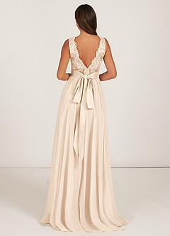 Azazie Gertrude Bridesmaid Dresses White Alabaster A-Line Lace Chiffon Dress image2