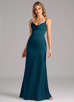 Azazie Aimee Bridesmaid Dresses Ink Blue A-Line Sweetheart Neckline Stretch Satin Dress image4