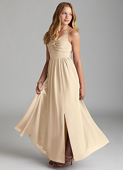 Azazie Zeya Junior Champagne A-Line Chiffon Dress image4