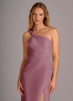 Azazie Tatianna Bridesmaid Dresses Vintage Mauve Sheath One Shoulder Chiffon Dress image6