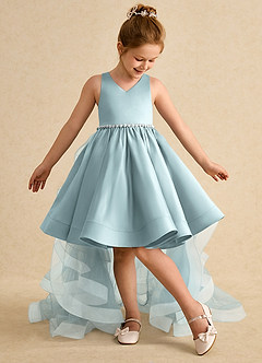 Azazie Julietta Blumenmädchenkleider Ballkleid Cabrio Tüll Kleid Nebel image5