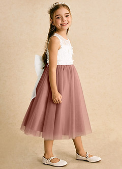 Azazie Lina Flower Girl Dresses Ivory Cedar Rose Ball-Gown Lace Dress image6