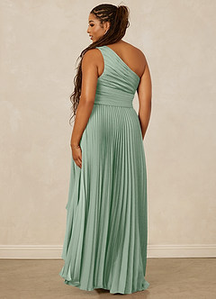 Christian Siriano Bridal for Azazie 1008 Bridesmaid Dresses Agave A-Line One Shoulder Stretch Satin Dress image10