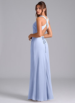 Azazie Evadne Bridesmaid Dresses Ice A-Line Pleated Chiffon Dress image2