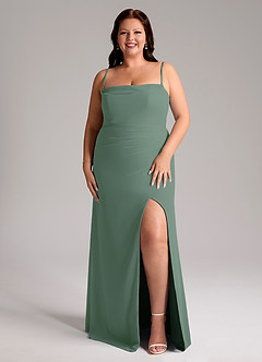 Azazie Leonis Bridesmaid Dresses Eucalyptus Sheath Strapless Chiffon Convertible Dress image9