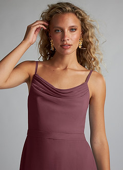 Azazie Summer Jurken voor bruidsmeisjes Jurk van Chiffon met Zeemeermin Schop cowl Sangria image5