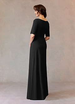 Azazie Joelle Mère de la mariée Robes Robe Trapèze en Crêpe Élastique Paillettes Noir image3