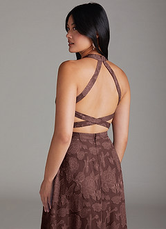 Azazie Clarice Jurken voor bruidsmeisjes Jurk van Bloemen Burn-out met A-Lijn Zijsplit Espresso image6