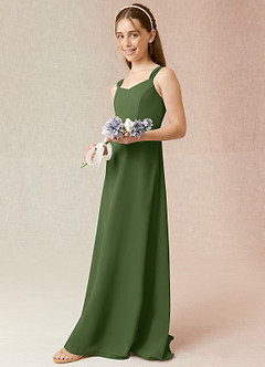 Azazie Denice Junior Olive A-Line Chiffon Dress image5