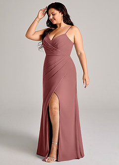 Azazie Maci Jurken voor bruidsmeisjes Jurk van Chiffon met Kolom Geplooid Amethist image3