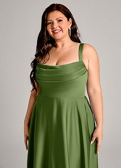 Azazie Shaude Bridesmaid Dresses Juniper A-Line Pleated Stretch Satin Dress image9