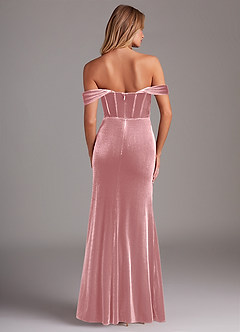 Azazie Jas Bridesmaid Dresses Dusty Rose Sheath Off-The-Shoulder Corset Velvet Convertible Dress image2