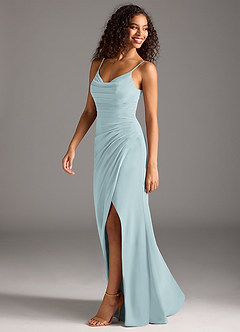 Azazie Deandra Bridesmaid Dresses Mist Mermaid Pleated Chiffon Dress image3