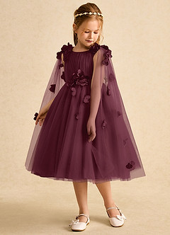 Azazie Staria Abiti da Ragazza di Fiori Abito Principessa in Tulle Increspato Cabernet image5