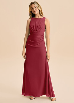 Azazie Floris Junior Robe Trapèze en Mousseline de soie Plissée Grenade image4