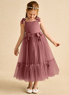 Azazie Jaci Flower Girl Dresses Amethyst A-Line Spaghetti Strap Chiffon Dress image6